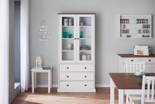 Vitrinenschrank Westerland Typ A 190 x 90 x 38cm Weiß