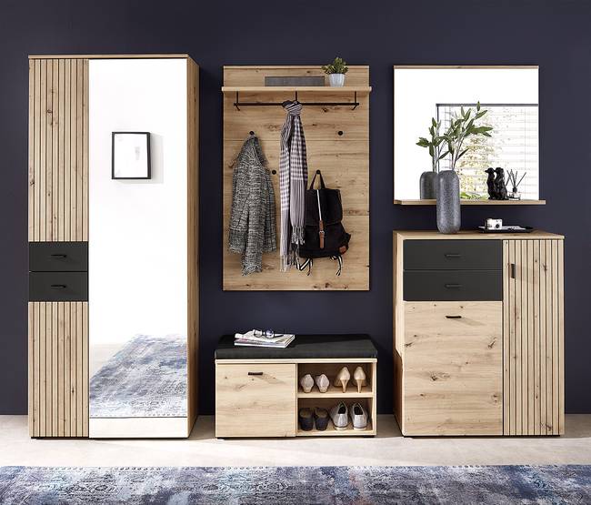 Garderobenbank 84 cm 84 x 47 x 38cm Braun/Beige