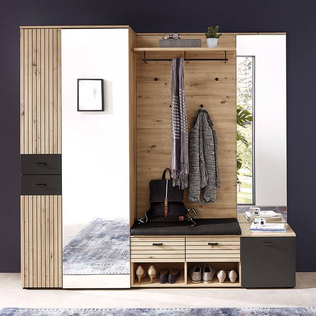 Garderobenbank 126 cm 126 x 47 x 38cm Braun/Beige