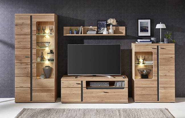Beleuchteter Vitrinenschrank 90 x 203 x 38cm Braun/Beige