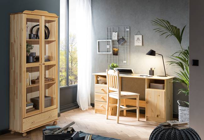 Vitrinenschrank Comau 85 x 189 x 35cm Braun