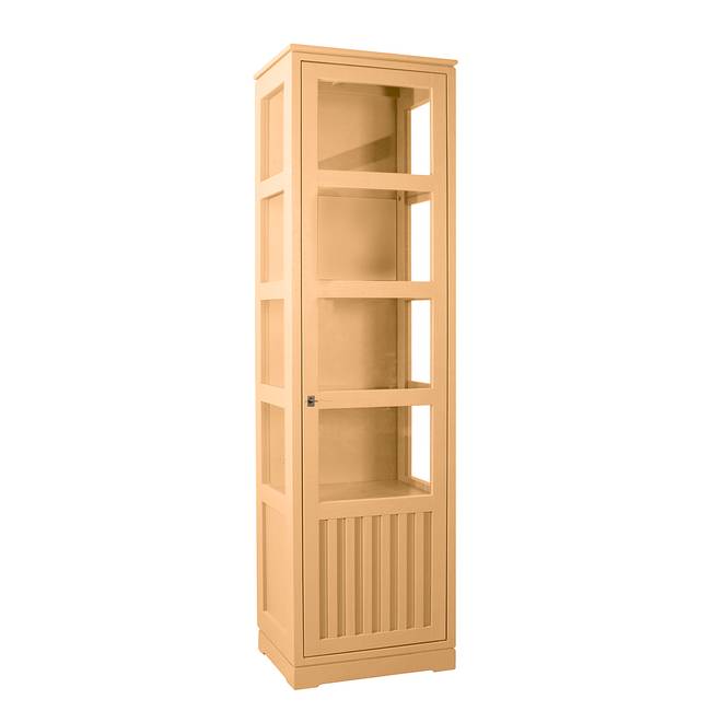 Vitrinenschrank Geriffelt Typ A 59 x 210 x 46cm Türanschlag rechts Braun/Pinie Hell
