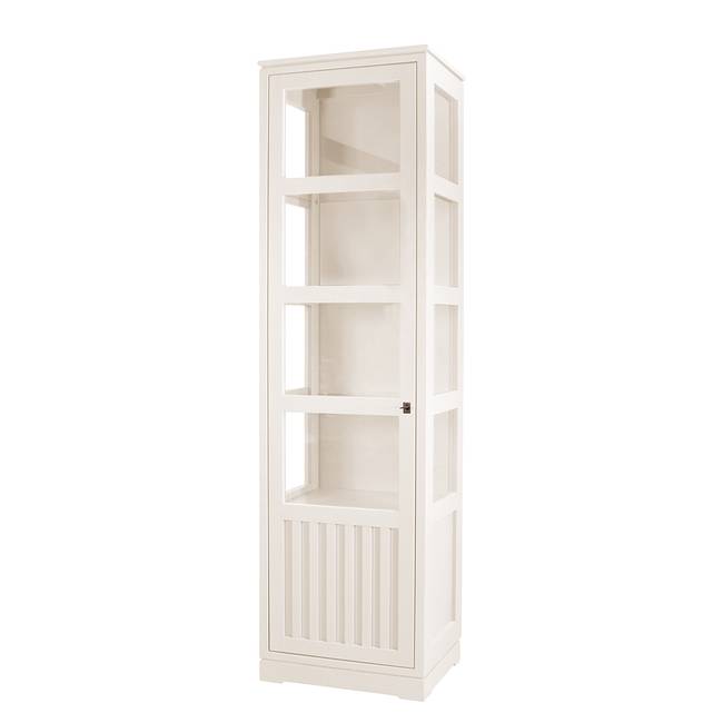 Vitrinenschrank Geriffelt Typ A 59 x 210 x 46cm Türanschlag links Weiß/Pinie Weiß