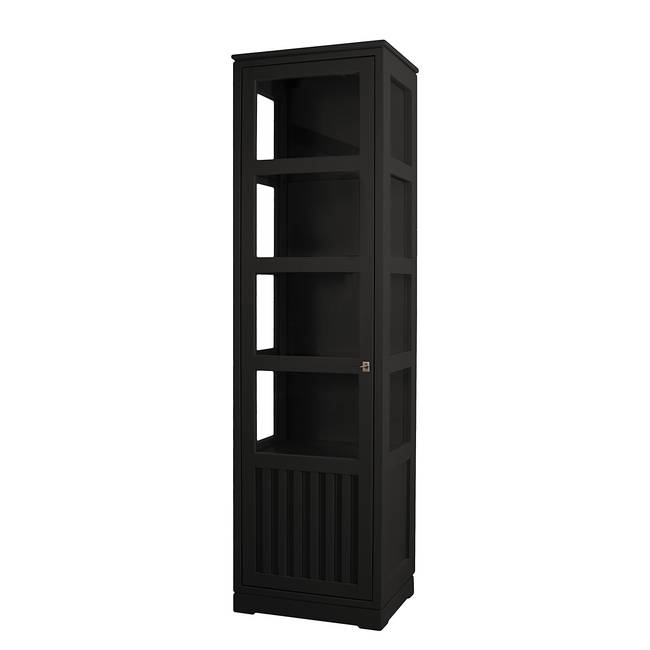 Vitrinenschrank Geriffelt Typ A 59 x 210 x 46cm Türanschlag links Schwarz/Schwarz