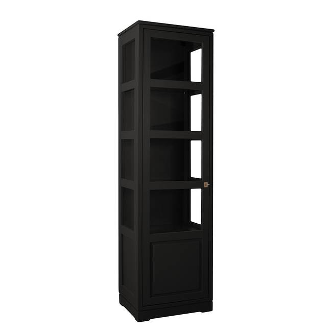 Vitrinenschrank Glatt Typ A 59 x 210 x 46cm Türanschlag rechts Schwarz/Schwarz