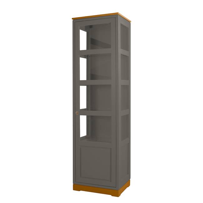 Vitrinenschrank Glatt Typ A 59 x 210 x 46cm Türanschlag rechts Grau/Grau/Pinie Braun