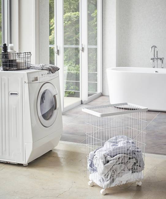 Wäschesammler 28 x 61 x 47cm Weiß
