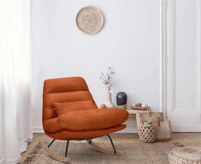 Schaukelsessel Skenala Rot/Terracotta Bouclé 82 x 83 x 89cm