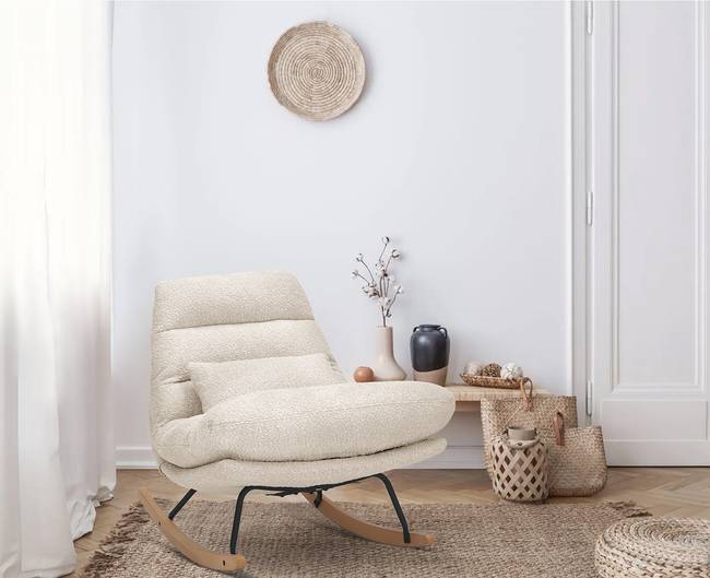 Schaukelsessel Skenala Beige/Beige Bouclé 82 x 83 x 89cm