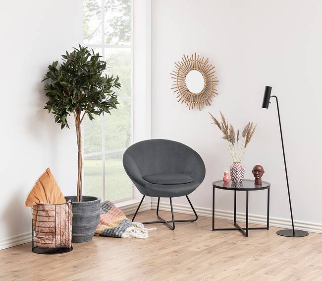 Loungesessel Eicken Grau Samt Vilda 82 x 81 x 71cm