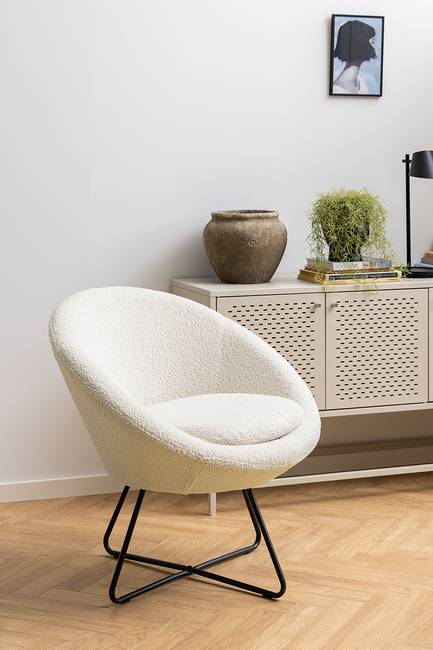 Loungesessel Eicken Beige Teddystoff Tefta 82 x 81 x 71cm