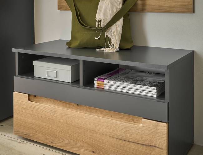 Garderobenbank 80 x 45 x 38cm Braun/Grau