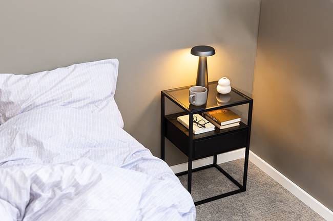 Nachtkommode Keable 40 x 60 x 35cm Grau/Esche Schwarz Dekor