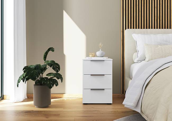 Nachtkommode Flipp 40 x 61 x 42cm Weiß/Alpinweiß/Silber