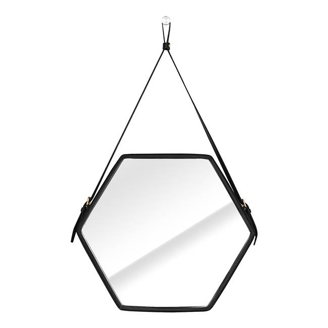 Wandspiegel Bebi 39 x 45cm Schwarz/Schwarz MDF-Platte,Polyester,Glas,Kunstleder 39 x 45cm