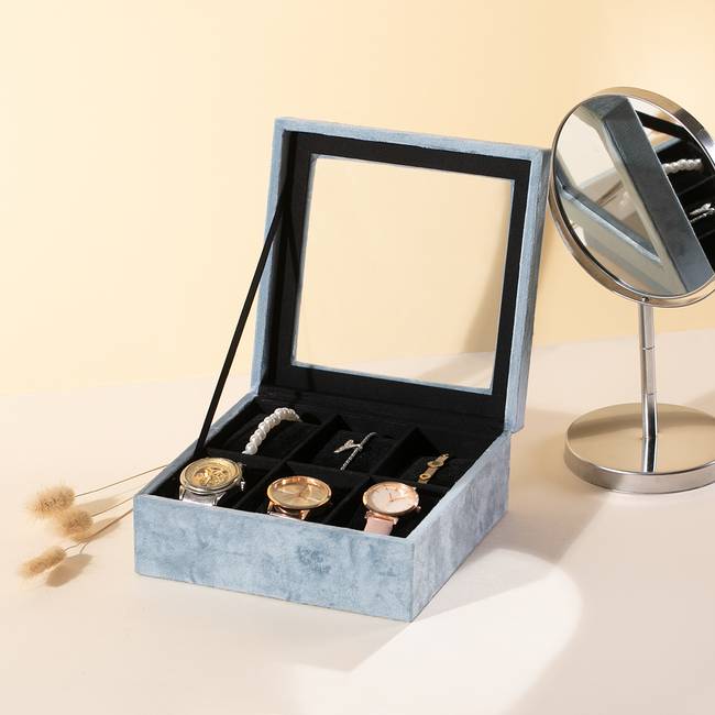 Schmuckkasten Blasen 18 x 7 x 18cm Blau/Stahlblau