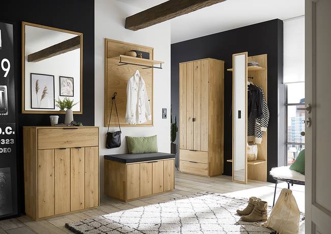 Massive Garderobenbank 70 x 50 x 45cm Braun