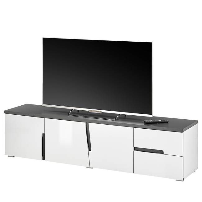 TV-Lowboard Front: MDF Mitteldichte Holzfaserplatte , beschichtet Korpus: Spanplatte, beschichtet Weiß/Hochglanz Weiß 176 x 44 x 38cm