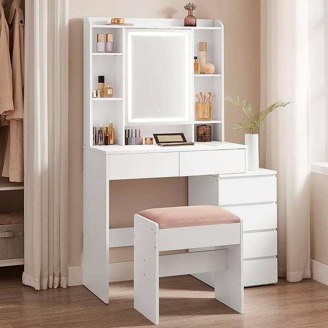 Schminktisch Zadock 98cm Weiß