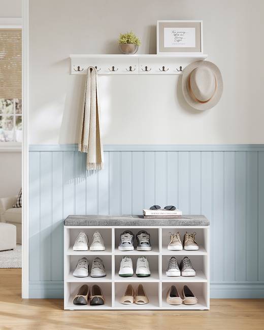 Schuhbank Typ A 79 x 48 x 30cm Weiß/Weiß