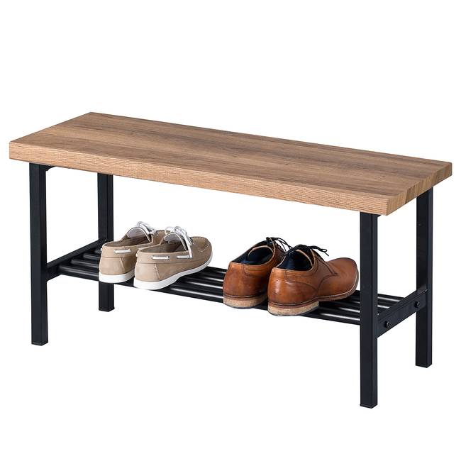 Garderobenbank 80 x 41 x 30cm Schwarz