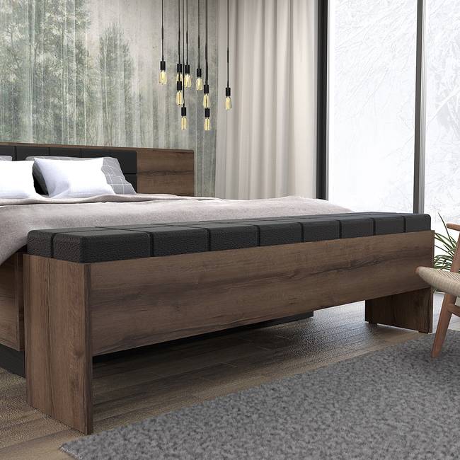 Bettbank 185 x 54 x 35cm Schwarz/Braun