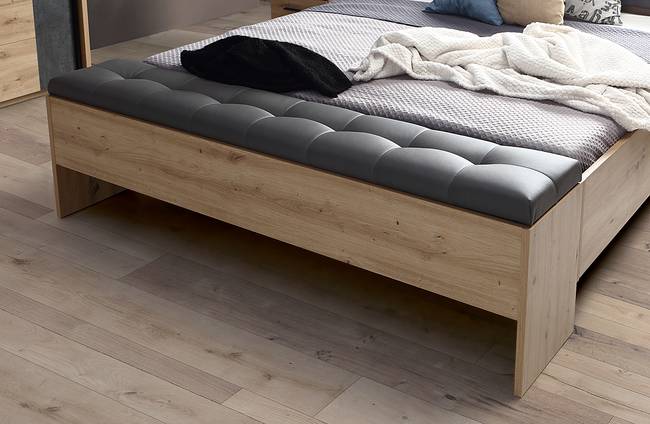 Bettbank 185 x 56 x 37cm Braun/Eiche Artisan Dekor