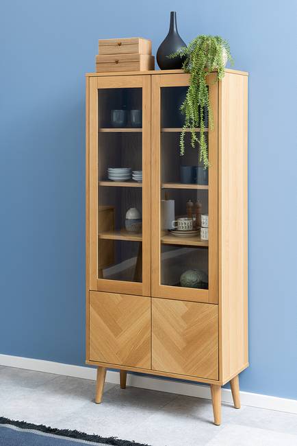 Vitrinenschrank 80 x 178 x 37cm Braun