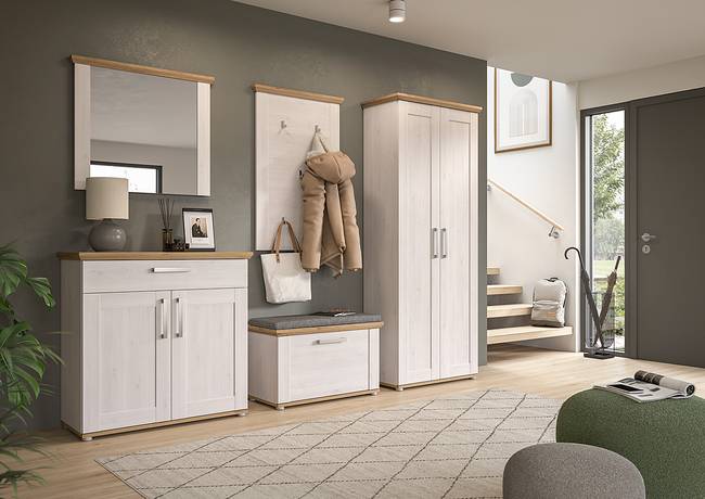 Garderobenbank 80 x 47 x 39cm Holz/Weiß