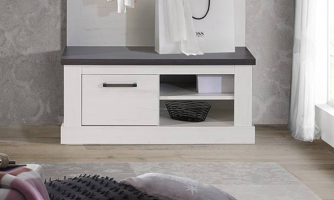 Garderobenbank 101 x 45 x 41cm Grau/Weiß