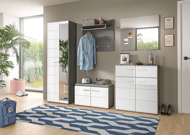 Garderobenbank 80 x 44 x 37cm Grau/Weiß