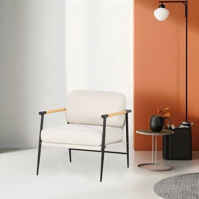 Loungesessel Weiß/Beige/Creme/Schwarz Webstoff 70 x 81 x 73cm