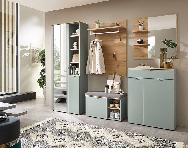 Garderobenbank 78 cm 78 x 50 x 38cm Blau/Grün/Mintgrün