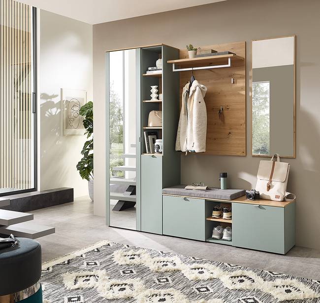 Garderobenbank 128 cm 128 x 50 x 38cm Blau/Grün/Mintgrün