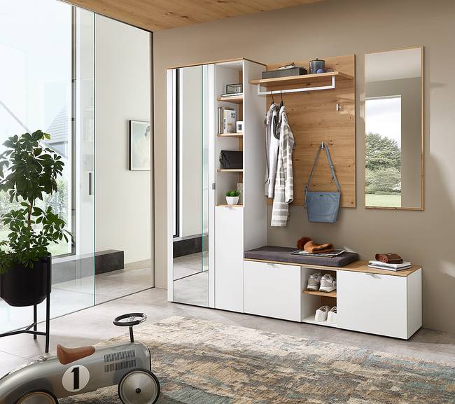 Garderobenbank 128 cm 128 x 50 x 38cm Weiß/Weiß