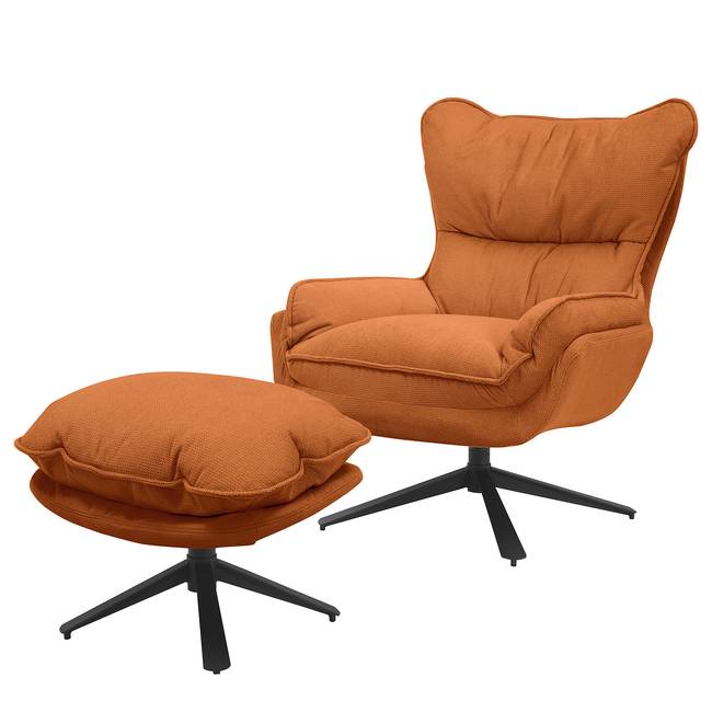 Loungesessel PIPAL mit Hocker Rot/Terracotta Chenille 80 x 92 x 95cm