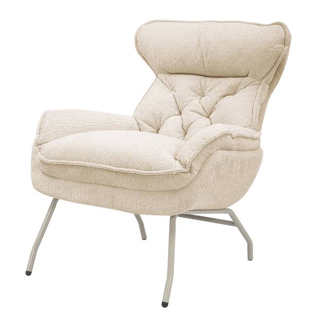 Loungesessel Beige/Beige Bouclé 80 x 92 x 92cm