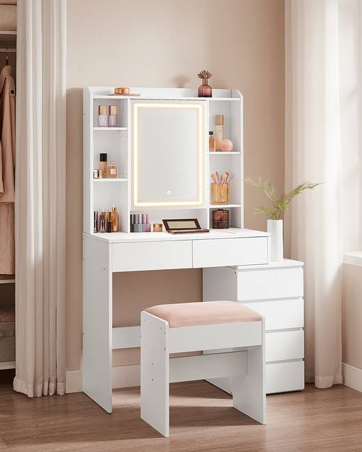 Beleuchteter Schminktisch Galaha 98 x 145 x 40cm Weiß