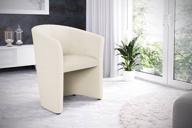 Cocktailsessel Sinclair Beige Bouclé Stoff Abby 66 x 75 x 56cm