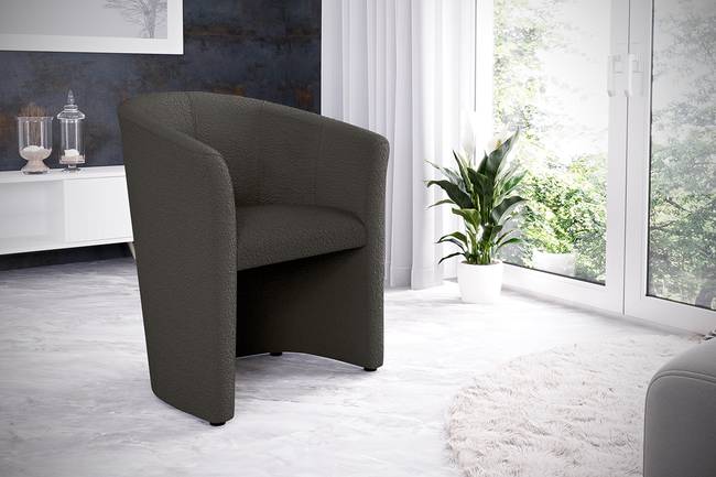 Cocktailsessel Sinclair Grau Bouclé Stoff Abby 66 x 75 x 56cm