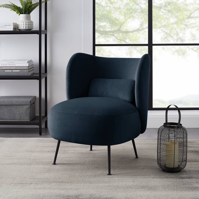 Loungesessel DAROAN Blau/Marineblau Samt 61 x 72 x 71cm