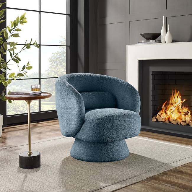 Drehbarer Loungesessel LANARE Blau/Petrol Bouclé 78 x 71 x 76cm