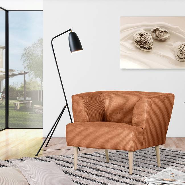 Loungesessel Cindy Braun Cordstoff Calice 85 x 71 x 80cm