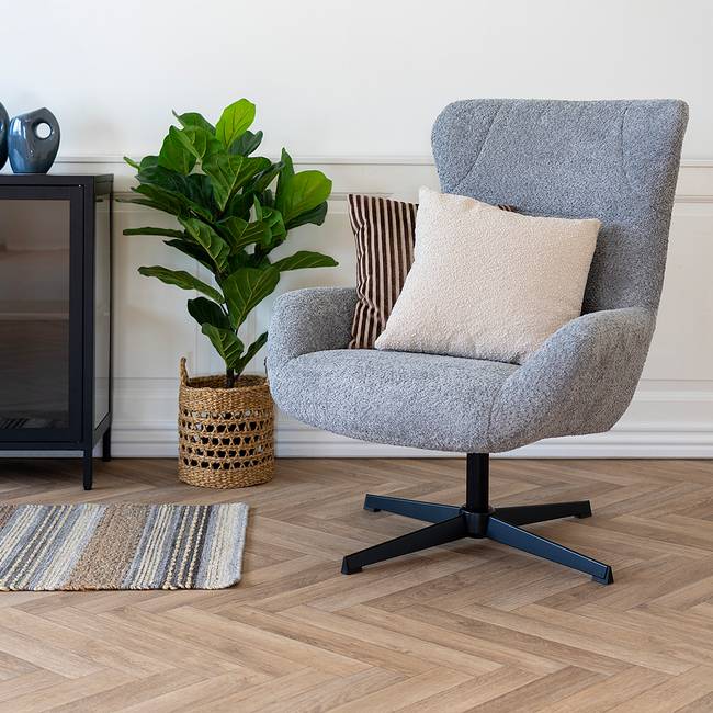 Loungesessel Grau Teddystoff 80 x 101 x 89cm