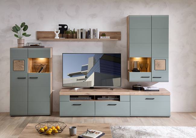 TV-Lowboard MDF Mitteldichte Holzfaserplatte , foliert Blau/Grün 80 x 51 x 47cm