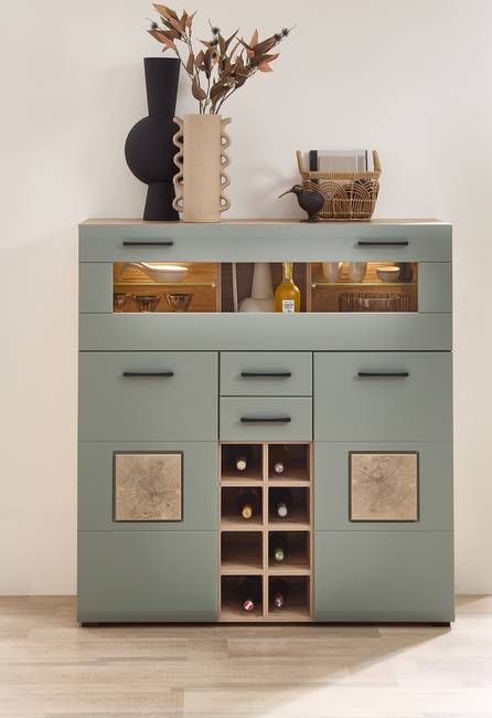 Barschrank 120 x 129 x 37cm Blau/Grün