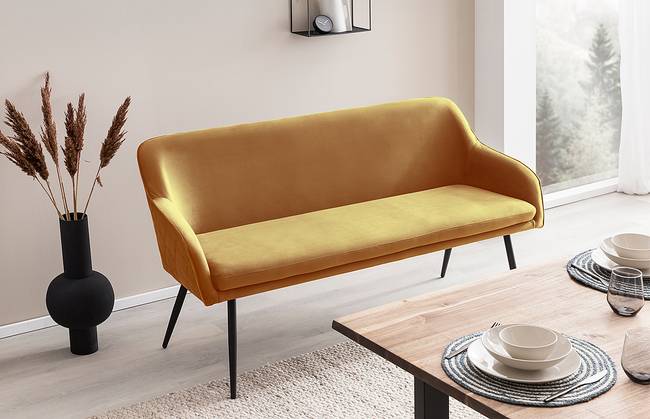 Küchensofa Faem 160 x 85 x 61cm Gelb/Senfgelb