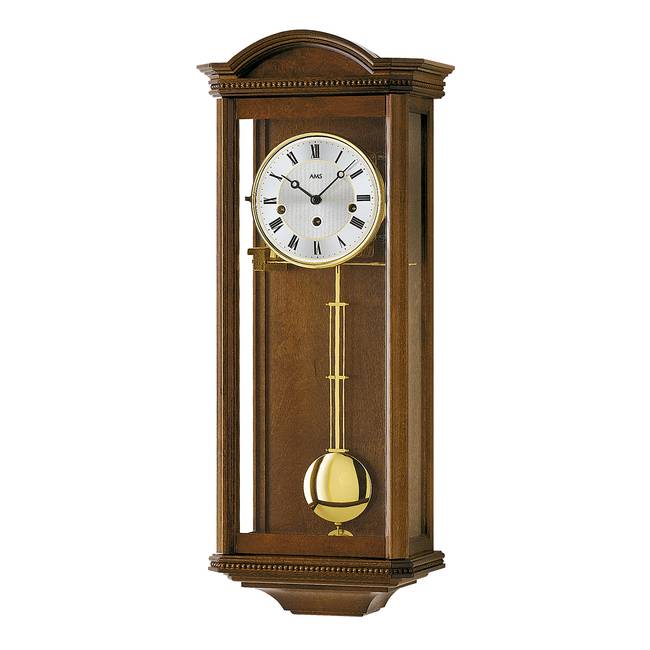 Pendelwanduhr Regulateur Typ A Massivholzgehäuse wurzelfurniert 26 x 66 x 15cm Holz/Antikbraun