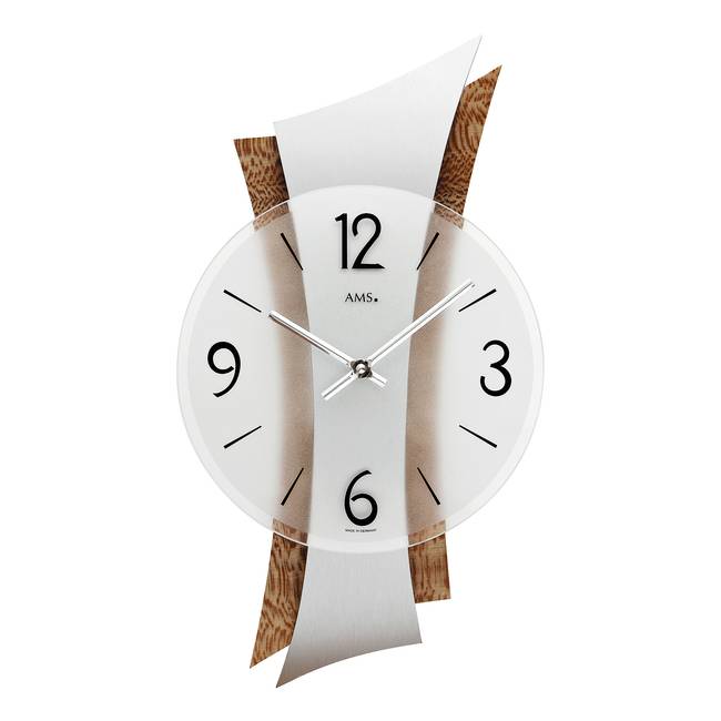 Wanduhr Abreu Geschwungenes Holzgehäuse 23 x 43 x 6cm Multicolor/Silber