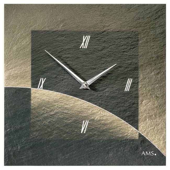 Wanduhr Maio Schiefer 30 x 30 x 4cm Multicolor/Schwarz/Messing